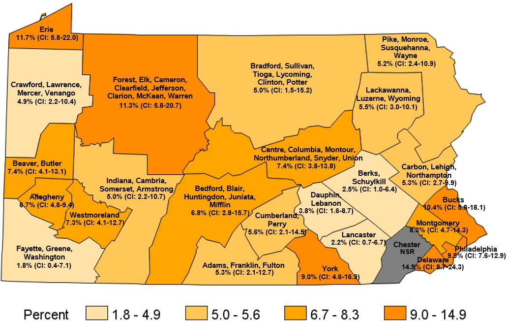 Ever Had Sex Without Their Consent After Indicating They Didn't Want Them To, Pennsylvania Regions, 2021